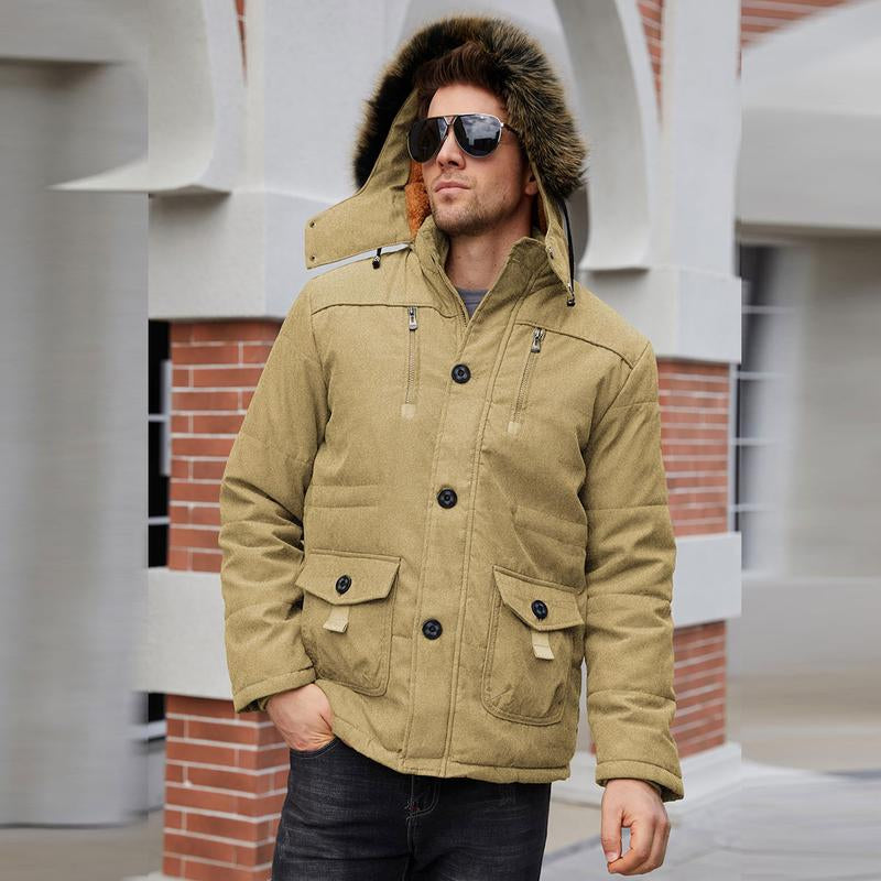 Kingapril Men'S Thicken Warm Winter Coat Mountain Ski Snowboard Jacket Hooded Parkas Fur Menswear