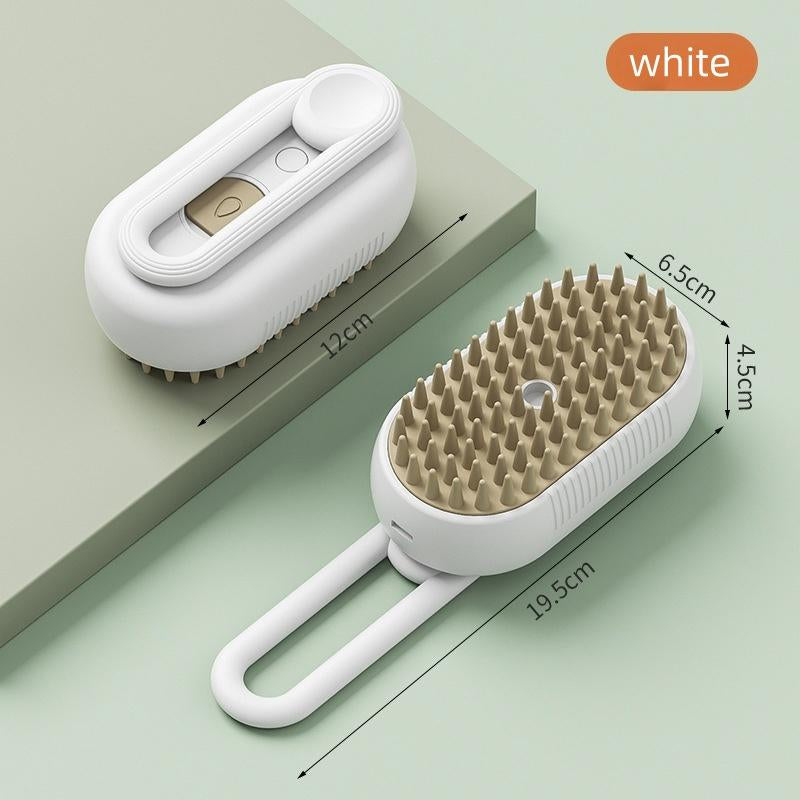 4-in-1 Pet Steam Grooming Brush,Rechargeable Cat Brushes for Indoor Cats,Quiet Detangling Brush for Long Haired Cats and Dogs(Cream Color)